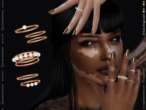 Sims 4 — Erica rings set by sugar_owl — Female rings set with pearls. Come in different metal colors: gold, silver, and