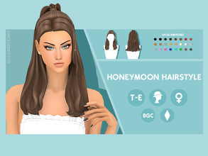 Sims 4 — Honeymoon Hairstyle by simcelebrity00 — Hello Simmers! This half up half down, wavy, and hat compatible