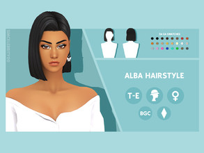Sims 4 — Alba Hairstyle by simcelebrity00 — Hello Simmers! This short bob, straight, and hat compatible hairstyle is