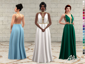 Sims 4 — Athena Dress by Sifix2 — A Grecian-inspired long dress with gold accents available in 20 colors for teen, young