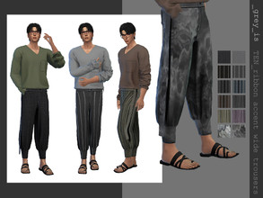 Sims 4 —  _ten_ 008 Ribbon Accent Wide Pants by greyIS — _name: TEN _style: cropped pants _cas navigation: bottoms