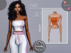 Sims 4 — SET 042 - Top by Camuflaje — Fashion sporty set that includes a top and sweatpants/ Inspo - Missguided UK **