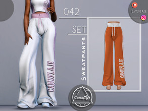Sims 4 — SET 042 - Sweatpants by Camuflaje — Fashion sporty set that includes a top and sweatpants/ Inspo - Missguided UK