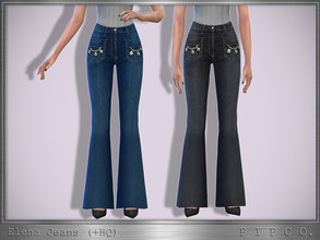 Sims 4 — Elena Jeans (Flared). by Pipco — Trendy flared jeans in 3 colors. Base Game Compatible New Mesh All Lods HQ