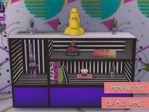 Sims 4 — Memphis set Bookscase by siomisvault — A crazy Memphis bookcase for a colorful room! Thank you for the support