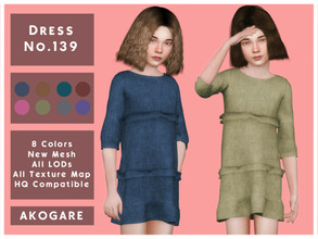 Sims 4 — Akogare Dress No.139 by _Akogare_ — Akogare Dress No.139 - 8 Colors - New Mesh (All LODs) - All Texture Maps -