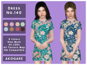 Sims 4 — Akogare Dress No.140 by _Akogare_ — Akogare Dress No.140 - 8 Colors - New Mesh (All LODs) - All Texture Maps -