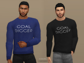 Sims 4 — Sky - Men's Sweatshirt by CherryBerrySim — Sky - Men's Sweatshirt with a graphic print GOAL DIGGER for male