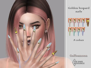 Sims 4 — Golden leopard nails by coffeemoon — "Rings" category 8 color options for female only: teen, young,