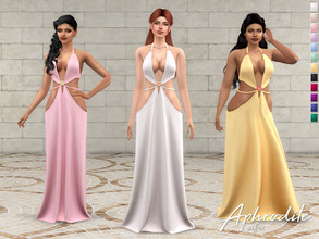 Sims 4 — Aphrodite Dress by Sifix2 — A gown with cutouts and floral details available in 12 colors for teen, young adult