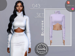 Sims 4 — SET 043 - Blouse by Camuflaje — Fashion set that includes a blouse and a skirt ** Part of a set ** * New mesh *