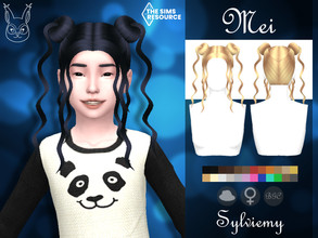 Sims 4 — Mei Hairstyle (Child) by Sylviemy — Short hair with buns New Mesh Maxis Match All Lods Base Game Compatible Hat