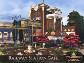 Sims 4 — Steampunked - Railway Station Cafe - No CC by Rirann — A cozy cafe located on the top floor of the railway