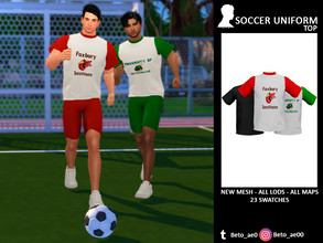 Sims 4 — Soccer Uniform (Top) by Beto_ae0 — Soccer shirt, with different colors - 23 colors - Adult-Elder-Teen-Young