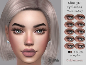 Sims 4 — Slim 3D eyelashes (Teen-elder) by coffeemoon — Glasses category 19 styles 2 colors: black, bown for female only: