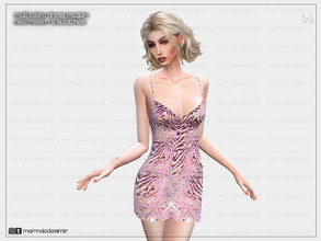 Sims 4 — Multi Zebra Print Dress MC324 by mermaladesimtr — New Mesh 5 Swatches All Lods Teen to Elder For Female