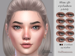 Sims 4 — Slim 3D eyelashes (Child) by coffeemoon — Glasses category 14 styles 2 colors: black, bown for female only: