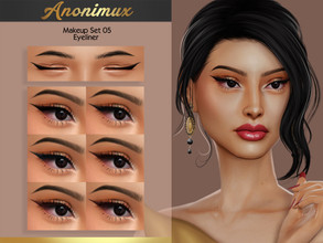 Sims 4 — Makeup Set 05 - Eyeliner  by Anonimux_Simmer — - 6 Swatches - Compatible with the color slider - BGC - HQ -