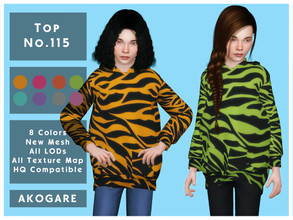 Sims 4 — Akogare Top No.115 by _Akogare_ — Akogare Top No.115 - 8 Colors - New Mesh (All LODs) - All Texture Maps - HQ