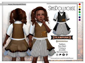 Sims 4 — Steampunked - Hayley Dress by SimsDollhouse — Steampunk'd Hayley Dress in 7 different colours with cogs and