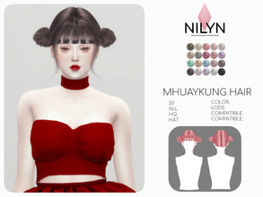 Sims 4 — MHUAYKUNG HAIR - NEW MESH by Nilyn — Mesh by Nilyn. 20 Swatches. All LOD Compatible. HQ Compatible. HAT
