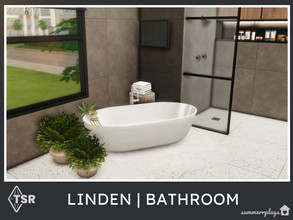 Sims 4 — Linden Bathroom  - TSR CC Only by Summerr_Plays — The Linden Bathroom is a modern and spacious primary bathroom.