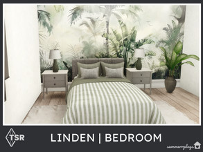 Sims 4 — Linden Bedroom  - TSR CC Only by Summerr_Plays — The Linden bedroom is a calm primary bedroom. Modern and cozy