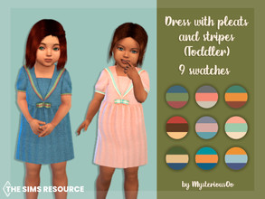 Sims 4 — Dress with pleats and stripes Toddler by MysteriousOo — Dress with pleats and stripes for toddlers in 9 colors 9