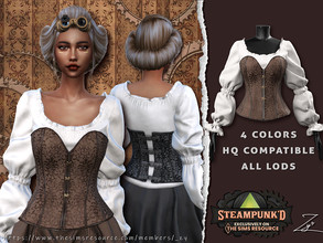 Sims 4 — Steampunked Corset shirt by _zy — 4 colors HQ COMPATIBLE ALL LODS