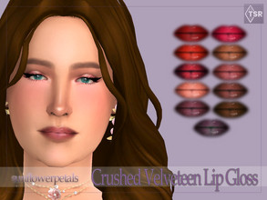 Sims 4 — Crushed Velveteen Lip Gloss by SunflowerPetalsCC — This is a lip gloss with a velvet texture. Includes 11