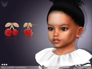 Sims 4 — Red Cherry Earrings For Toddlers by feyona — Red Cherry Earrings For Toddlers come in 3 colors: yellow, white,