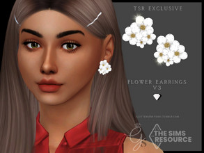 Sims 4 — Flower Earrings V3 by Glitterberryfly — Version 3 of the the flower earrings. This time a cluster of flowers