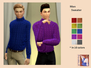 Sims 4 — ws Man Sweater - RC by watersim44 — ws Man Sweater - recolor. A nice Man Sweater with a Turtleneck for cold