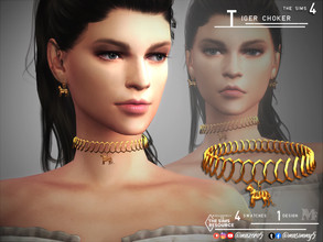 Sims 4 — Tiger Choker by Mazero5 — Tiger design choker depicted from the Chinese zodiac sign Year of the Tiger 4 Swatches