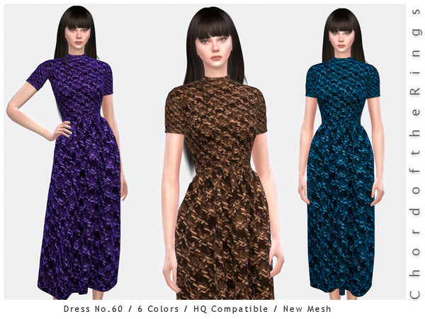 Sims 4 — ChordoftheRings Dress No.60 by ChordoftheRings — ChordoftheRings Dress No.60 - 6 Colors - New Mesh (All LODs) -
