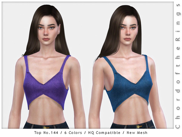 Sims 4 — ChordoftheRings Top No.144 by ChordoftheRings — ChordoftheRings Top No.144 - 6 Colors - New Mesh (All LODs) -