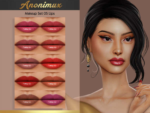 Sims 4 — Makeup Set 05 - Lipstick by Anonimux_Simmer — - 10 Swatches - Compatible with the color slider - BGC - HQ -