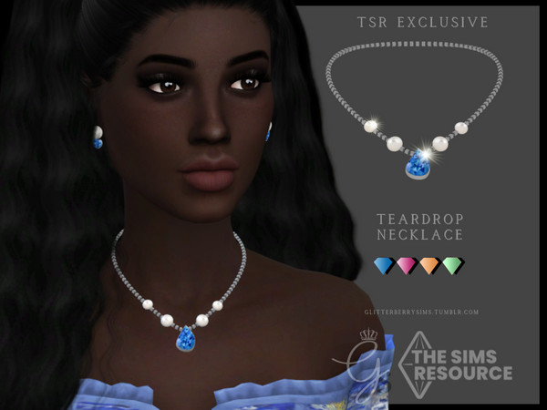 Sims 4 — Teardrop Pearl Necklace by Glitterberryfly — Matching necklace for the earrings!