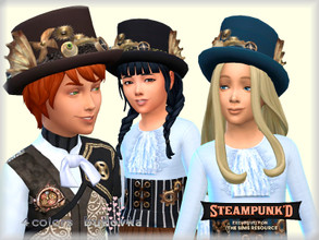 Sims 4 — Steampunked Hat child by bukovka — Steampunk hat for boys and girls, kids. Installed standalone, suitable for