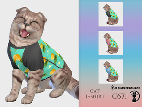 Sims 4 — Cat T-shirt C671 by turksimmer — 3 Swatches Compatible with HQ mod Works with all of skins Custom Thumbnail All