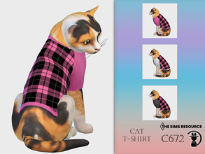 Sims 4 — Cat T-shirt C672 by turksimmer — 3 Swatches Compatible with HQ mod Works with all of skins Custom Thumbnail All