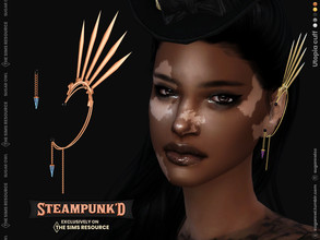 Sims 4 — Steampunked | Utopia cuff by sugar_owl — Female cuff earrings with chains and metal wings, decorated with