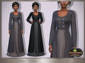 Sims 4 — Steampunked - Navigator Gown. by Pipco — A gown with buttons in 20 colors. Base Game Compatible New Mesh All