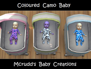 Sims 4 — Coloured Camo baby outfit by mcrudd — All of your little babies will wear these little coloured camo outfits.