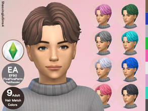 Sims 4 — Child EF90 FiveFivePerm Hair Recolor by jeisse197 — Category : Hair Recolor - 9 EA Adult Match Colors In Age :