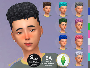 Sims 4 — Child SP17 CurlyUndercut Hair Recolor by jeisse197 — Category : Hair Recolor - 9 EA Adult Match Colors In Age :