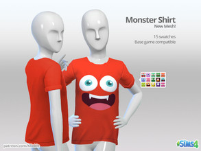 Sims 4 — Monster Shirt by kliekie — I made a bunch of cartoon shirts a long time ago and they were very popular, so hence