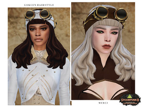 Sims 4 — Steampunked Gokcen Hairstyle by -Merci- — New Maxis Match Hairstyle for Sims4. -24 EA Colours. -For female,
