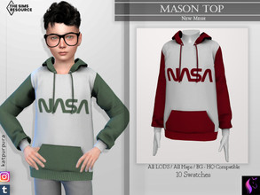 Sims 4 — Mason Top by KaTPurpura — Children's sweater from NASA, with Hood and a pocket to place the hands