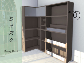 Sims 4 — SARO pantry skap by SSR99 — The first of two pantry shelves! The arrow shows which one. it has some glass